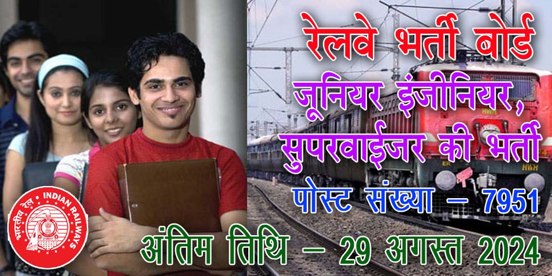 भारतीय रेलवे में निकली 7951 पदों पर भर्ती | Railway Recruitment Board Junior Engineer Exam 2024